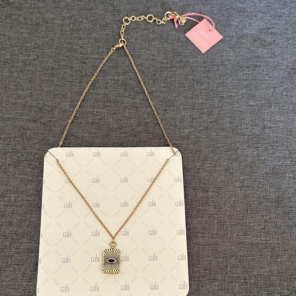 Gold Pendant Necklace With Black Stone 15$